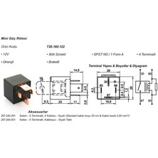 12V Röle 4 Uçlu 80 A (70 A Tipi) (2 Uç Küçük / 2 Uç Büyük) (6.3 mm / 9.5 Mm) (Dirençli)