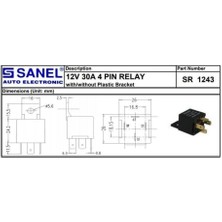 Sanel 12V Röle 4 Uçlu 30 A (Ayaklı)