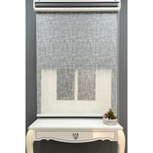 Alpinaz Stor Perde Çift Mekanizmalı Örme Tül Stor & Mat Antrasit Gri Stor Perde % 90 Işıgı Kesme Özelliği