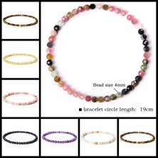 17CM Tarzı Akikler 4mm Yönlü Turmalin Bilezikler Kadın Erkek Doğal Taş Ametistler Zirkon Kuvars Streç Halat Reiki Takı Bohemia Pulsera (Yurt Dışından)