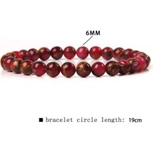 19CM Tarzı 7.yaldıztaşı Kırmızı Bilezik Doğal Taş 6 mm Boncuk Bilezik Kadın Erkek Streç Elastik Halat Reiki Kristal Jades Agates Pulsera Takı Hediye (Yurt Dışından)