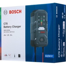 BOSCH 12V-24V ŞARJ REDRESÖRÜ (AKÜ ŞARJ CİHAZI) OTOMATİK C70 (12V-10 A / 24V-5 A) (+AGM)