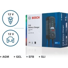 BOSCH 12V ŞARJ REDRESÖRÜ (AKÜ ŞARJ CİHAZI) OTOMATİK C10 (3.5 A) (+AGM/JEL)