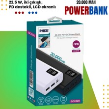 Phixi Force QC2220 20.000MAH LCD Ekranlı 22.5W Pd Destekli Taşınabilir Powerbank