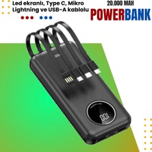 Phixi Force P21 20.000MAH Powerbank - LED Ekranlı, Micro, Lightning, Type-C ve Usb-A ile Hızlı Şarj