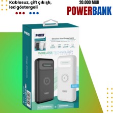 Phixi Basic PW22 20.000MAH Kablosuz Şarjlı Powerbank - Çift Çıkışlı, Hızlı Şarj ve LED Göstergeli