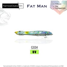 New Osaka Naniwa Osaka Shi Fat Man 135MM 26GR Topwater Su Üstü Maket