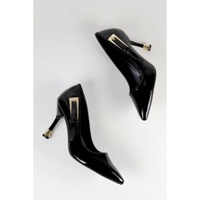 Preshley Kadın Fascino Siyah Rugan Stiletto Topuklu Ayakkabı