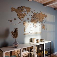 Colorfull World 3D Ahşap Dünya Haritası Çok Katmanlı - Ingılızce