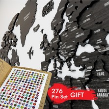 Colorfull Worlds Çok Katmanlı 3D Ahşap Dünya Haritası - ingilizce