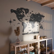 Colorfull Worlds Çok Katmanlı 3D Ahşap Dünya Haritası - ingilizce