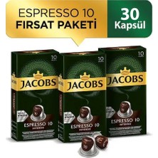 Jacobs Espresso 10 Intenso Nespresso Uyumlu Alüminyum Kapsül Kahve 10 Adet X 3 Paket