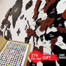 Colorfull World 3 Boyutlu Ahşap Dünya Haritası, Ahşap Duvar Dekoru, Duvar Tablo, Gerçek Dünya Haritası,dünya Haritası