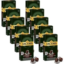 Jacobs Espresso 10 Intenso Nespresso Uyumlu Alüminyum Kapsül Kahve 10 Adet X 10 Paket