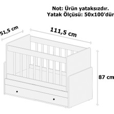 Aeka AE-7001 Erbi Beşik, Tek Çekmeceli, Sallanır Beşik, Beyaz 50X100 (Yataksız)