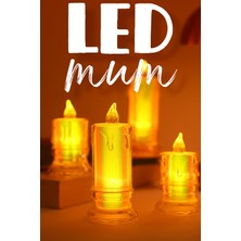 4 Adet LED Mum Simli Tipi Pil Dahil Dumansız Alev Ledli Yapay Dekoratif Mum Işığı PT421-23
