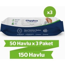 Giggles Vücut Temizleme Perine Havlusu 50' Li 3' Lü Paket Büyük Boy Paraben Içermez 150 Havlu