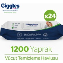 Giggles Vücut Temizleme Perine Havlusu 50' Li 24' Lü Paket Büyük Boy Paraben Içermez 1200 Havlu