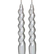 Missi Yılbaşı 2li Twirl Glow Gümüş Şamdan Mum Seti (18 Cm)