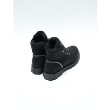 Eymen Shoes Ventes Günlük Içi Kürklü Bağcıklı Kadın Bot, Mat Siyah, Süet Siyah (Ladik)