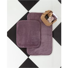 Madame Coco Carol 2'li Banyo Paspası - Koyu Mürdüm - 50 x 80 + 45 x 50 cm