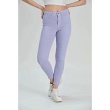 Modaca Kadın Lila Skinny Fit Esnek Yüksek Bel Jean