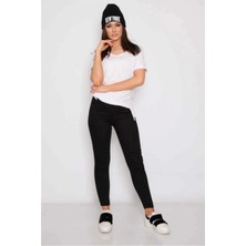 Modaca Kadın Skinny Fit Yüksek Bel Jeans Solmayan Siyah