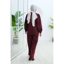 Locco Moda Balon Kol Scuba Kimono Takım Bordo