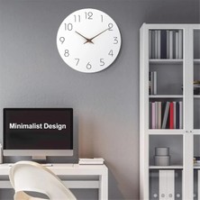 Emporium1 Duvar Saati 12 Inç Sessiz Tik Tak Ahşap Saatler Çalışan Ahşap Beyaz Modern Basit Saat, Beyaz (Yurt Dışından)