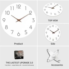 Emporium1 Duvar Saati 12 Inç Sessiz Tik Tak Ahşap Saatler Çalışan Ahşap Beyaz Modern Basit Saat, Beyaz (Yurt Dışından)