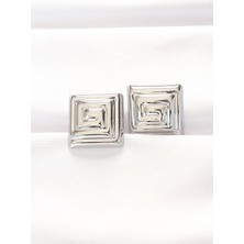 Sinerji Shop Pirinç Gümüş Renk Kare Form Küpe - TJ-BKP8880
