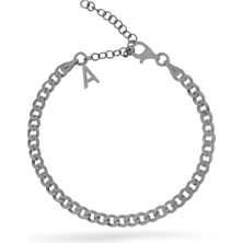 Silveranka 925 Ayar Gümüş Harfli Gurmet Zincir Bileklik