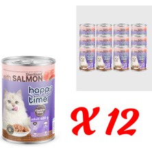 Happy Time Yetişkin Kediler Için Kısırlaştırılmış Somon Parça Etli Konserve 12X400 gr