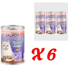 Happy Time Yetişkin Kediler Için Kısırlaştırılmış Somon Parça Etli Konserve 6X400 gr