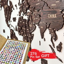 Colorfull World 3D Ahşap Dünya Haritası Çok Katmanlı - Ingılızce