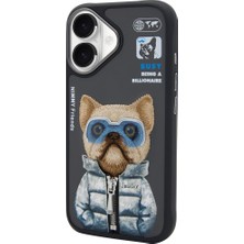 Nimmy iPhone 16 Uyumlu Nakış Işlemeli 3 Boyutlu 3D Detaylı Kabartmalı Cool Cute 2.0 Silikon Telefon Kılıfı