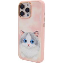 Nimmy iPhone 16 Pro Max Uyumlu Nakış Işlemeli 3 Boyutlu 3D Kabartmalı Big Eyes Series Silikon Telefon Kılıfı