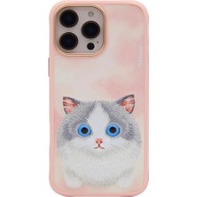 Nimmy iPhone 16 Pro Max Uyumlu Nakış Işlemeli 3 Boyutlu 3D Kabartmalı Big Eyes Series Silikon Telefon Kılıfı