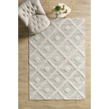 Red Halı Oturma Odası Halısı, High-Low Efektli, Gri Boho Halı, Kolay Bakım