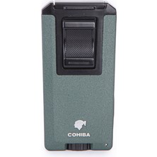 Cohiba Çift Torch Pürmüz Yeşil-Siyah Metal Puro Çakmağı