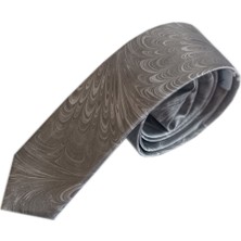 ElifEbru Exclusive Handicrafts Ebru Sanatı  Saten Kumaş  Erkek Gri Beyaz Kravat Sakr 141
