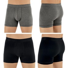 Şahinler E031 Erkek Likralı Boxer Külot 3siyah-3koyu Gri M