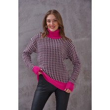 SHUGAA Kadın Balıkçı Yaka Desenli Yumoş Dokulu Triko