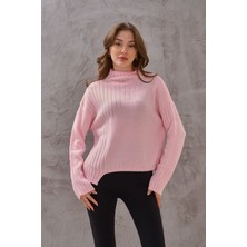 SHUGAA Kadın Asimetrik Toz Pembe Triko