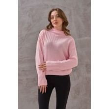 SHUGAA Kadın Asimetrik Toz Pembe Triko