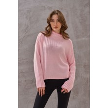 SHUGAA Kadın Asimetrik Toz Pembe Triko