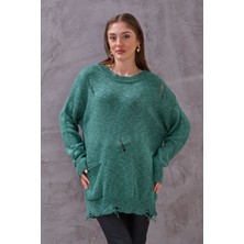 Kadın Oversize Yırtıklı Triko