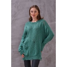 Kadın Oversize Yırtıklı Triko