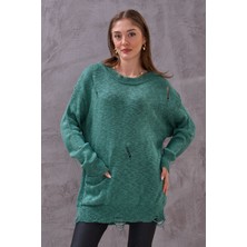 Kadın Oversize Yırtıklı Triko