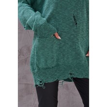 Kadın Oversize Yırtıklı Triko